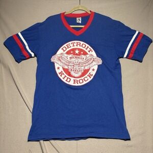 Kid Rock Detroit Badass Concert T- Blue Sports Jersey T-shirt W/Red - L  Augusta